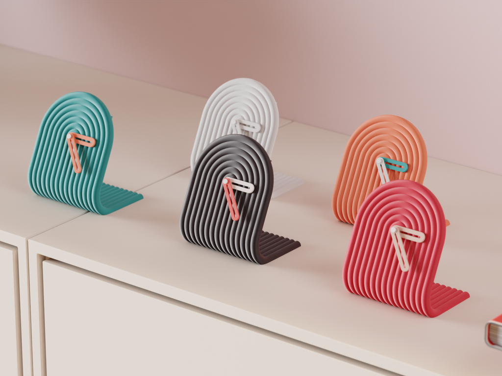 Modern Desktop Clock, Modular Clock Kit — Originaldesign im Einsatz, Abstractia Design. Weitere Beispielfarben/Größen; bestellbare Auswahl und Lieferumfang laut Produktseite.