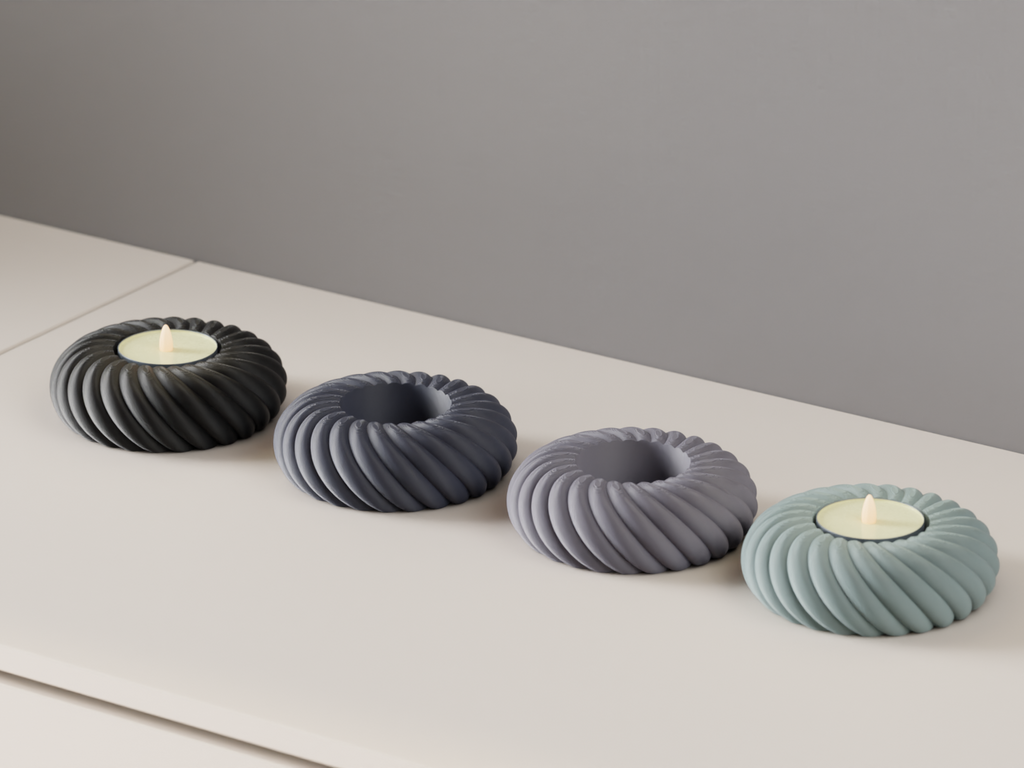 led candle holder. Coiled rope Tealight stand. — Originaldesign im Einsatz, Abstractia Design. Weitere Beispielfarben/Größen; bestellbare Auswahl und Lieferumfang laut Produktseite.