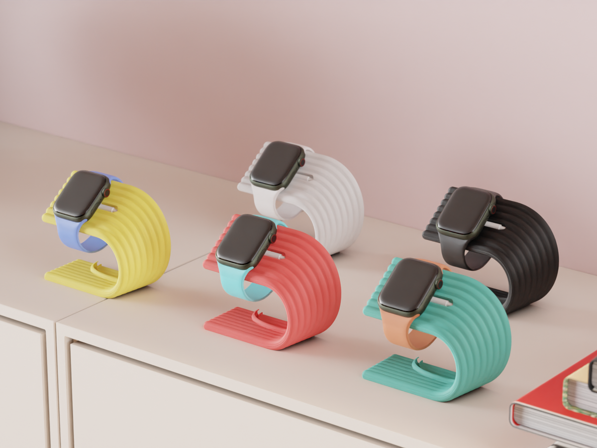 Modern Apple Watch Charging Stand. Easy Print — Originaldesign im Einsatz, Abstractia Design. Weitere Beispielfarben/Größen; bestellbare Auswahl und Lieferumfang laut Produktseite.