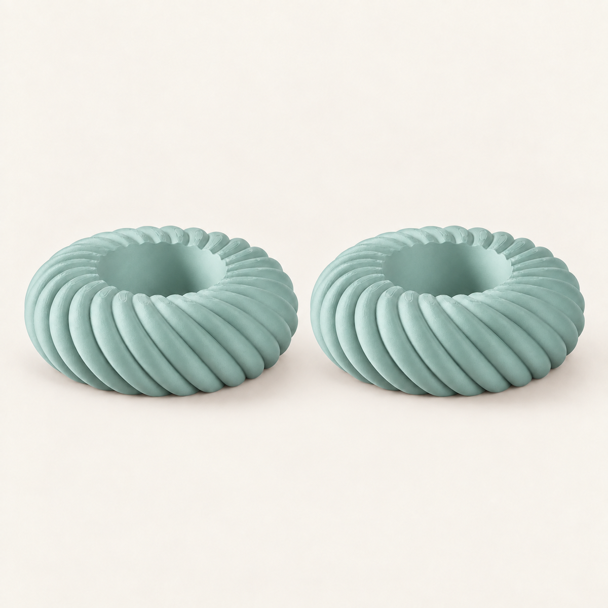 Rope · 2er-Set in Mint – zwei identische LED-Teelichthalter, ohne LED-Teelichter. Farbvisualisierung.